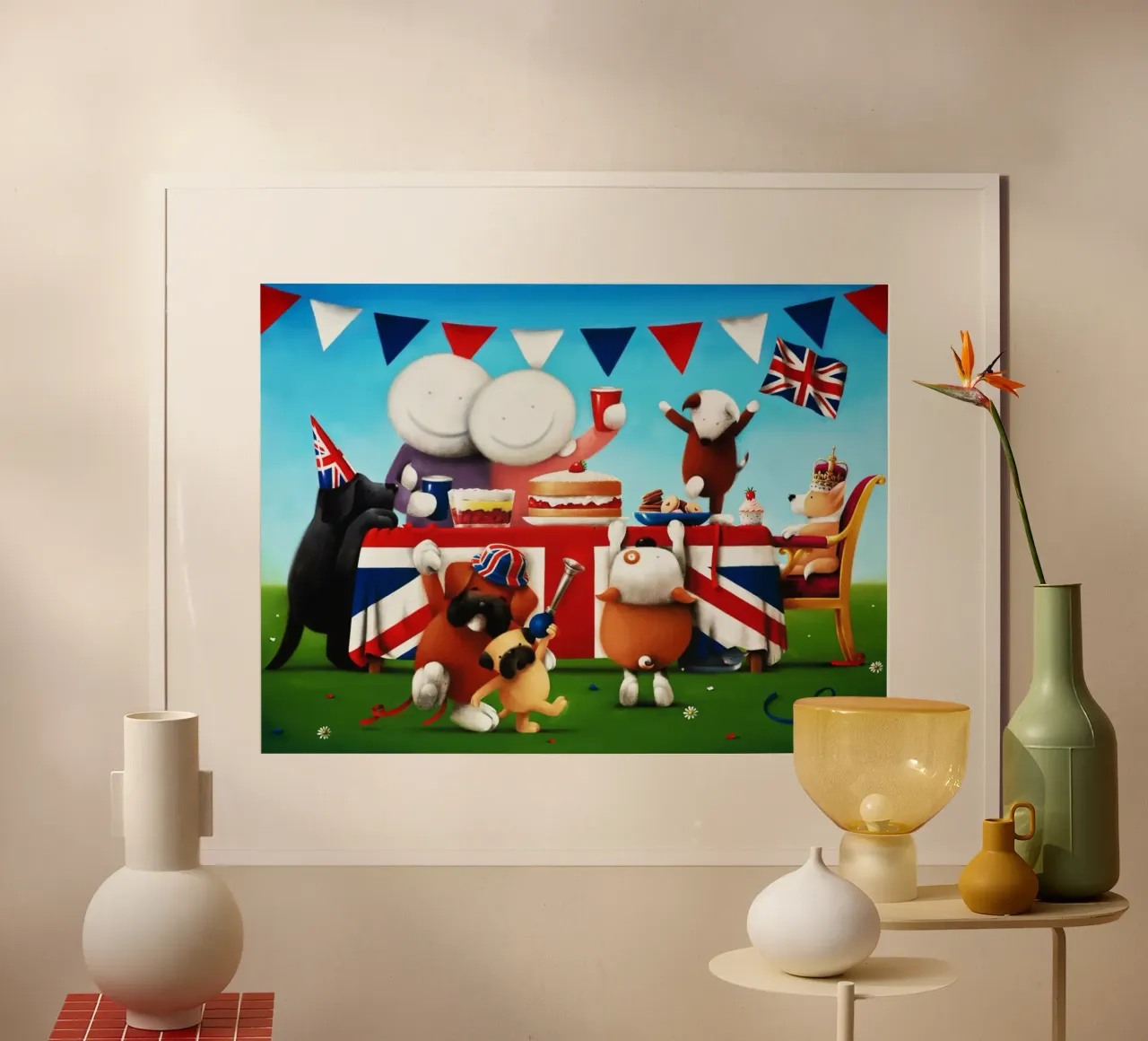 Garden Party Doug Hyde poster with wooden frame by Hyde Hi