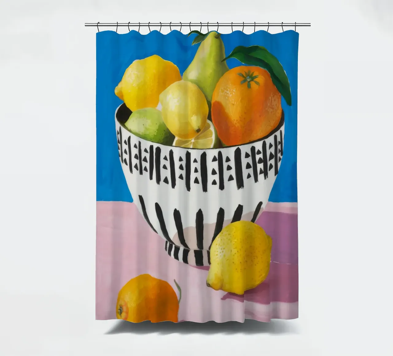 Citrus Geometry shower curtain by Tiga Bersama
