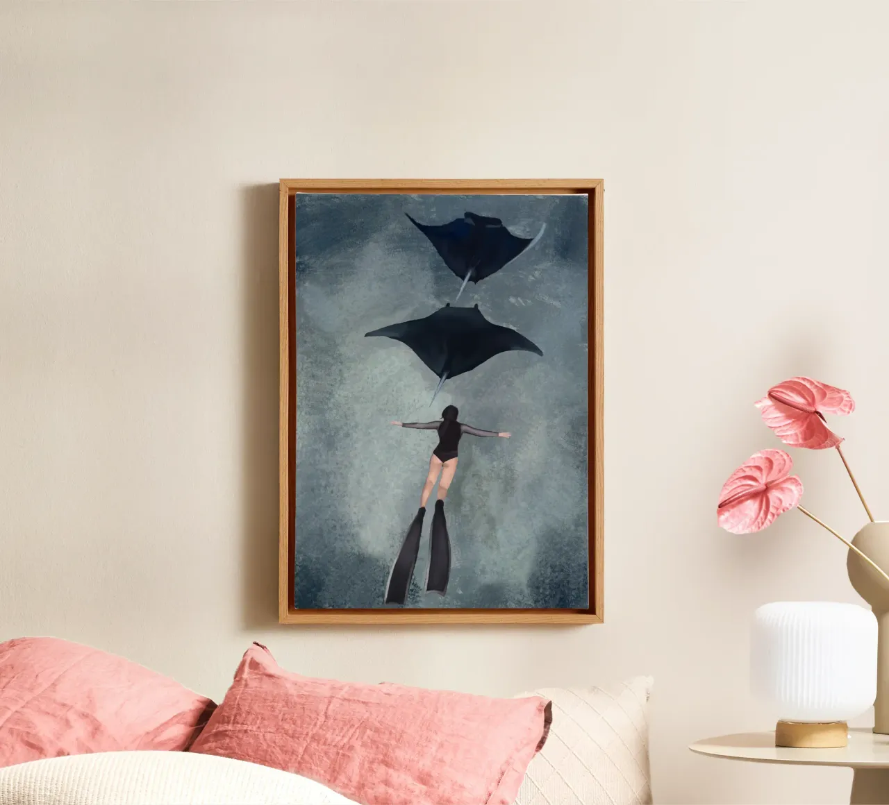 Beneath the Surface canvas with Floater frame by Verse