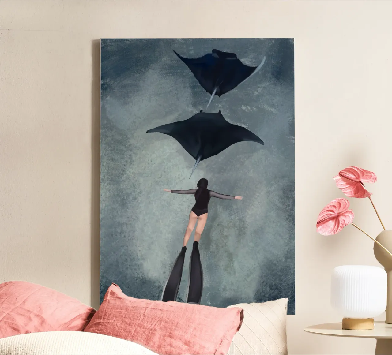 Beneath the Surface canvas with Floater frame by Verse