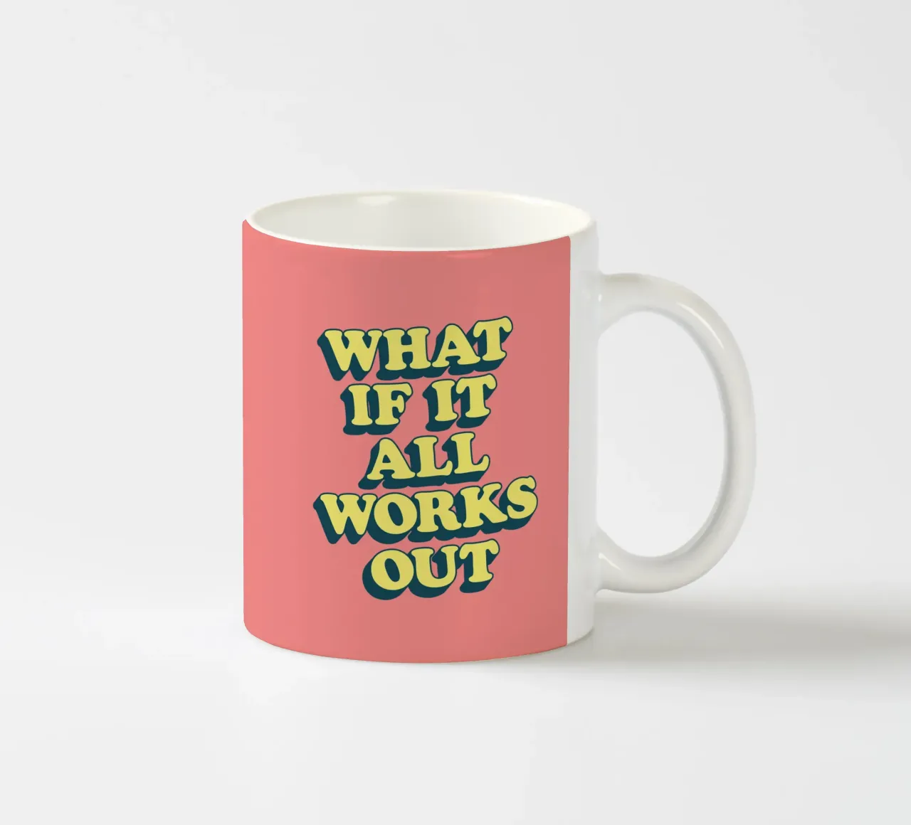What if it All Works Out Retro Positive Typography Print ceramic mug by THE MOTIVATED TYPE
