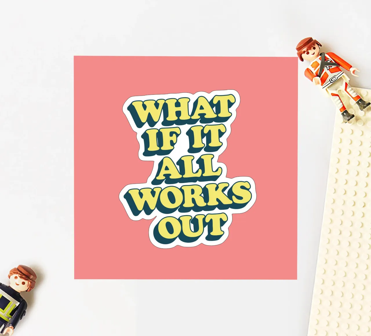 What if it All Works Out Retro Positive Typography Print sticker by THE MOTIVATED TYPE