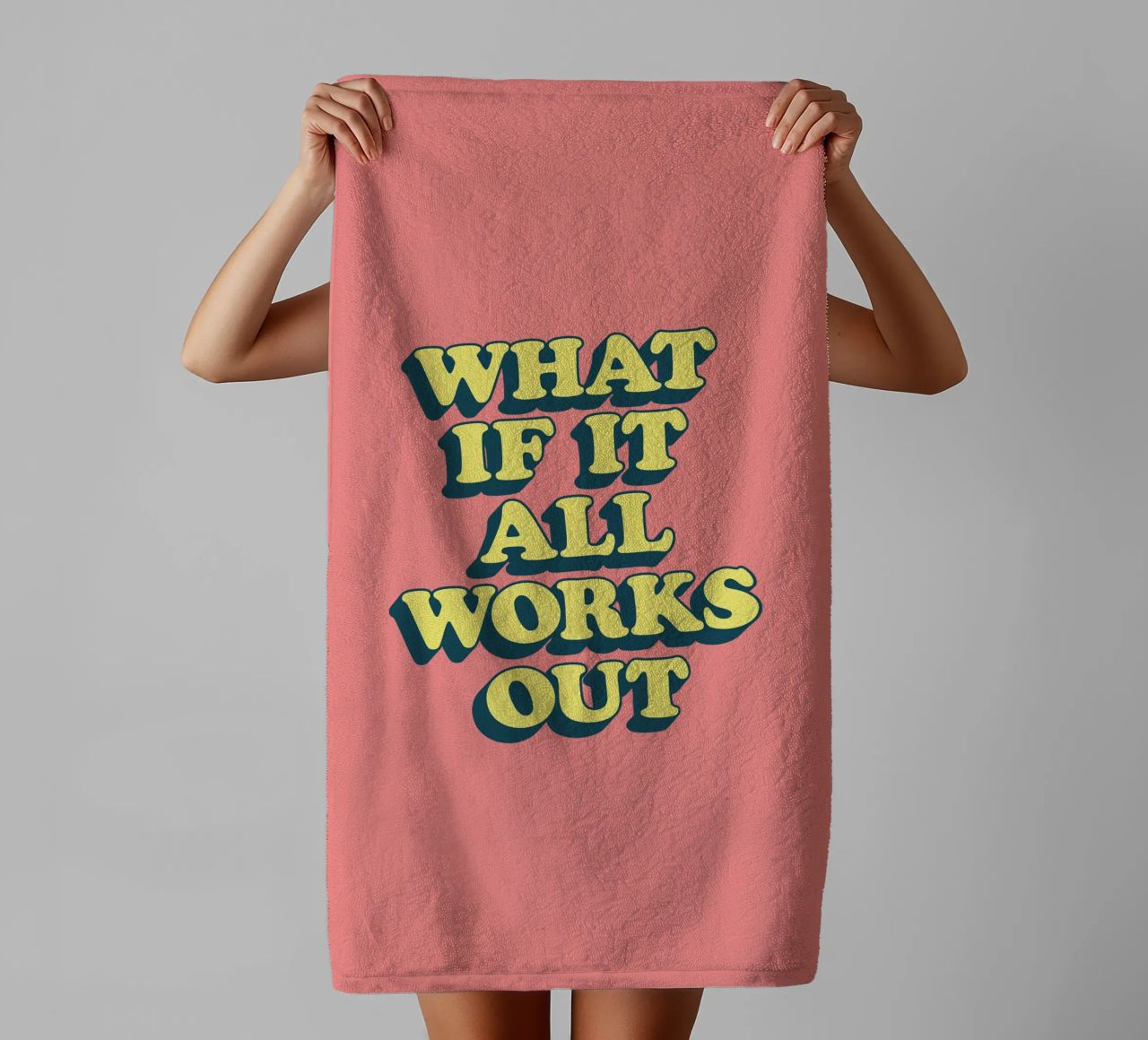 Was, wenn alles gut geht Retro Positive Typografie Druck Handtuch von THE MOTIVATED TYPE
