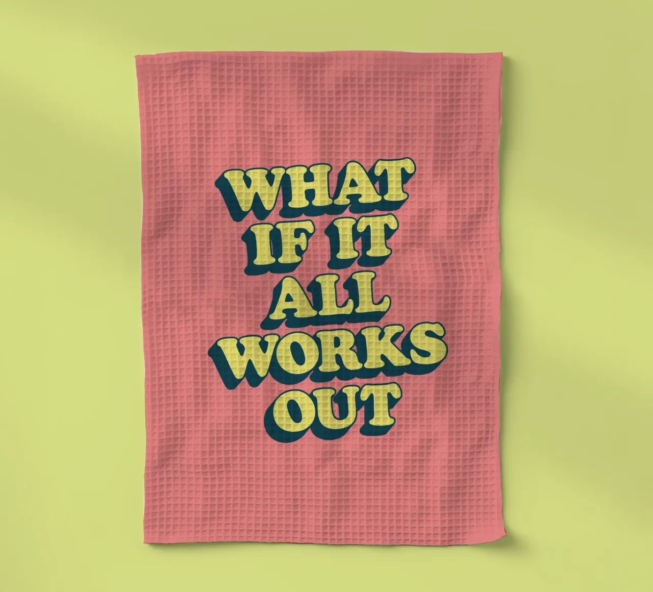 What if it All Works Out Retro Positive Typography Print tea towel by THE MOTIVATED TYPE