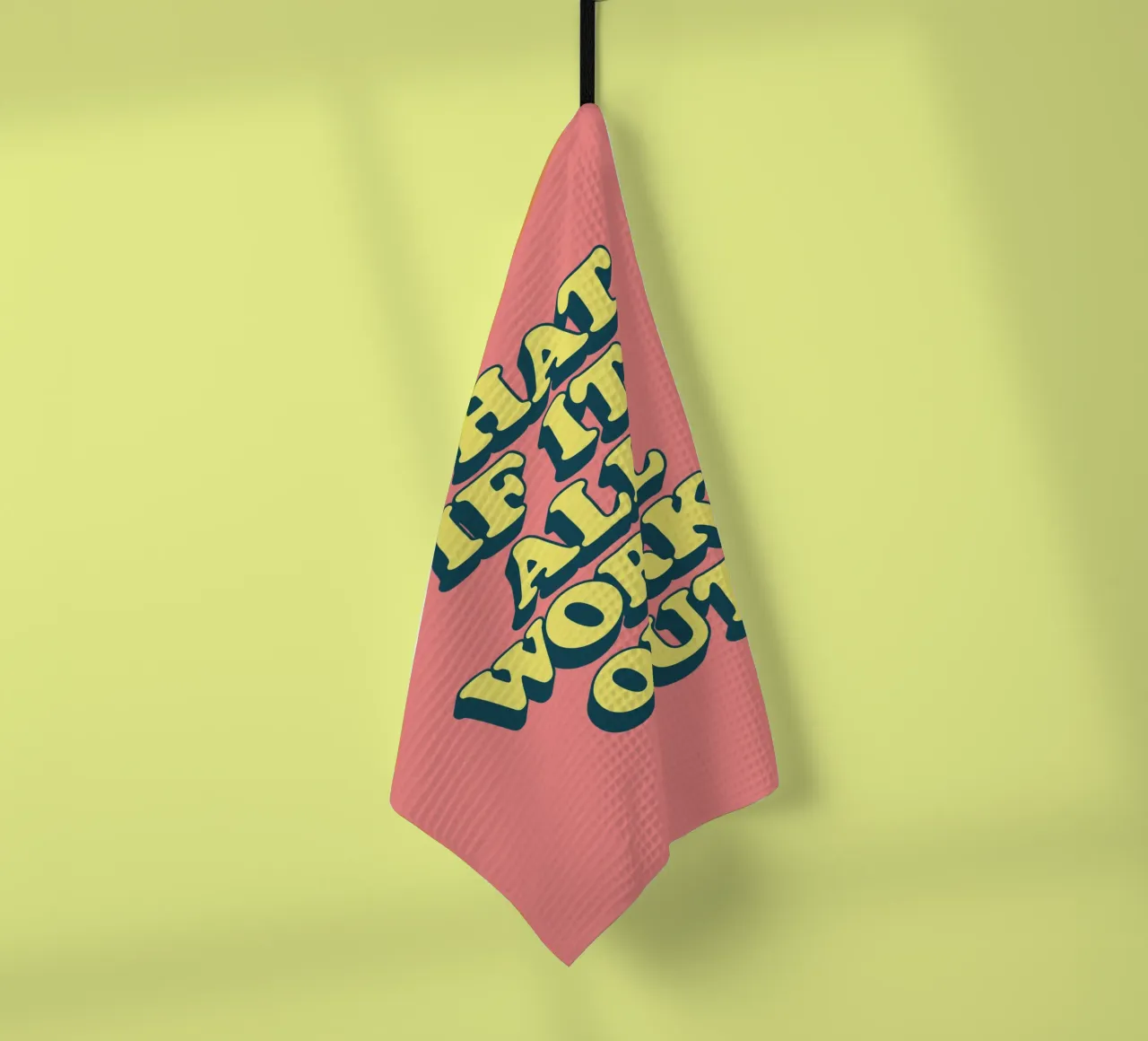 What if it All Works Out Retro Positive Typography Print tea towel by THE MOTIVATED TYPE