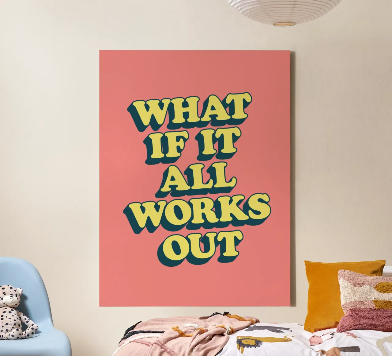 What if it All Works Out Retro Positive Typography Print canvas by THE MOTIVATED TYPE