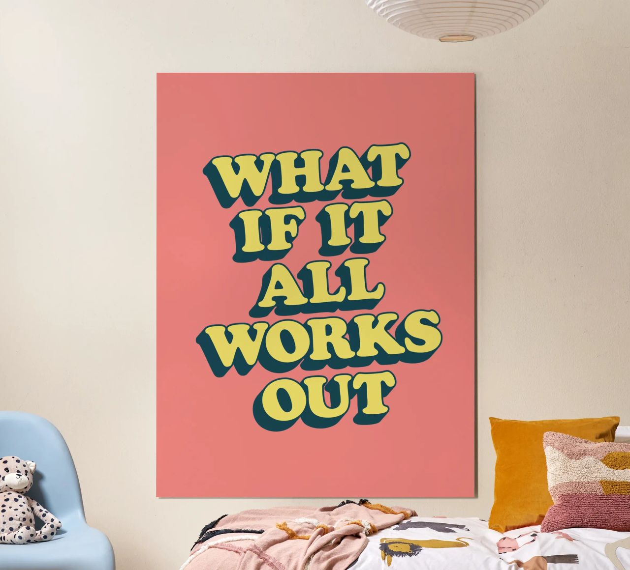 What if it All Works Out Retro Positive Typography Print hahnemühle by THE MOTIVATED TYPE
