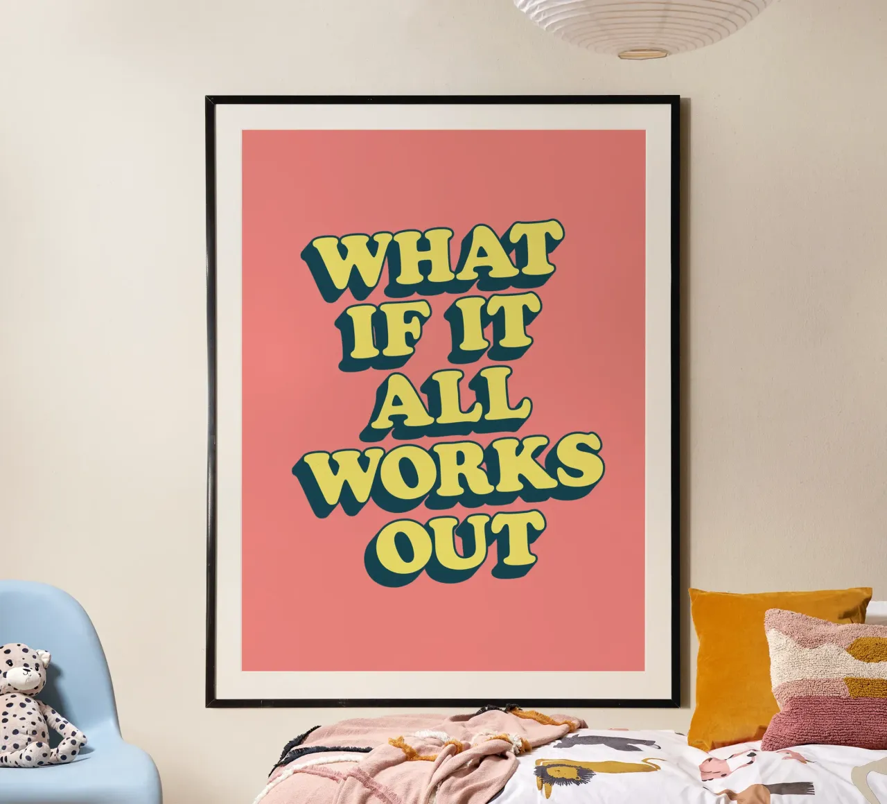 What if it All Works Out Retro Positive Typography Print hahnemühle by THE MOTIVATED TYPE