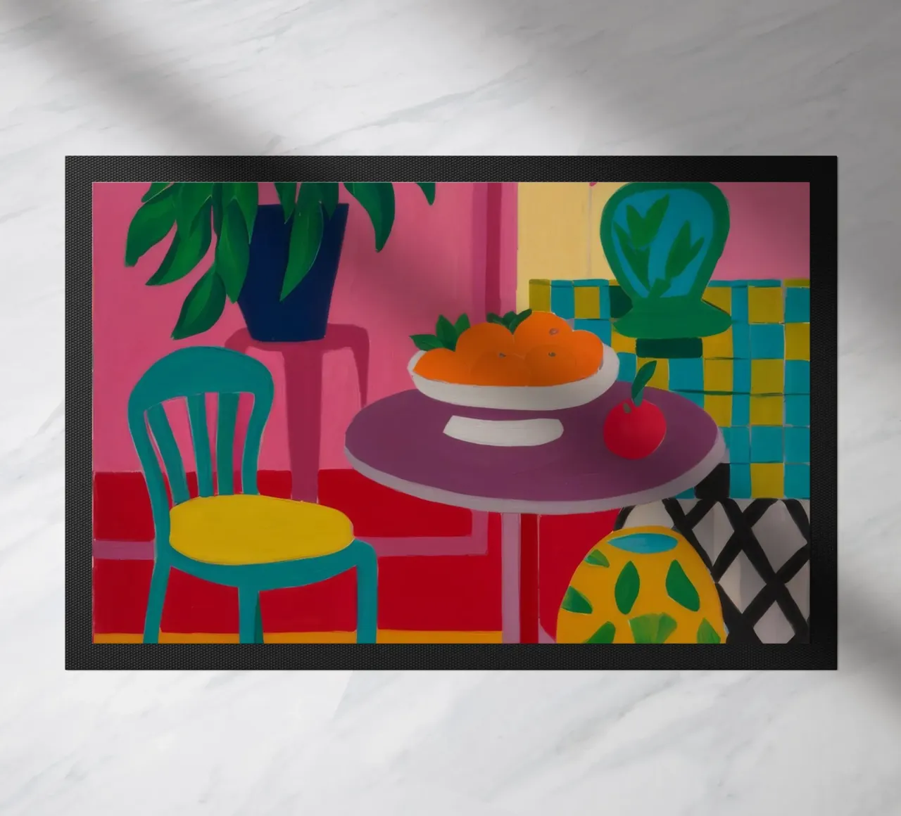 Red Table Rendezvous doormat by Tiga Bersama