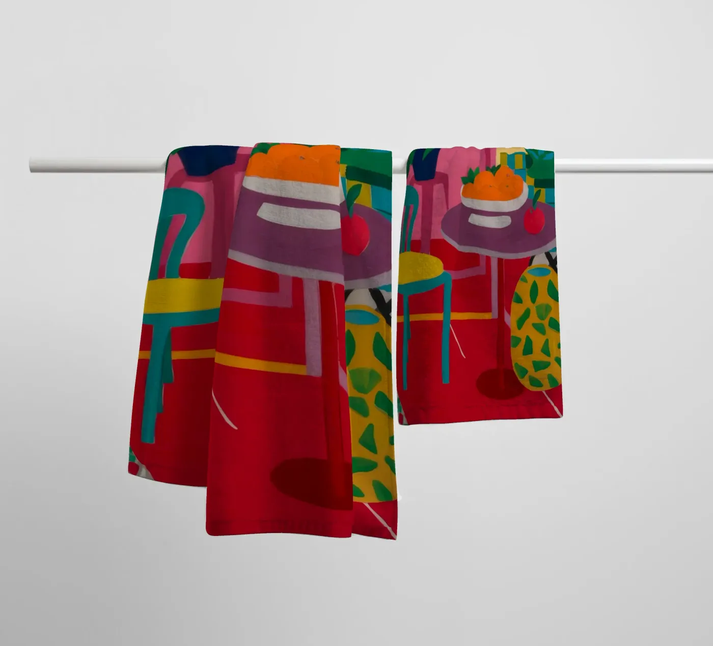 Rode tafel rendez-vous badhanddoek van Tiga Bersama