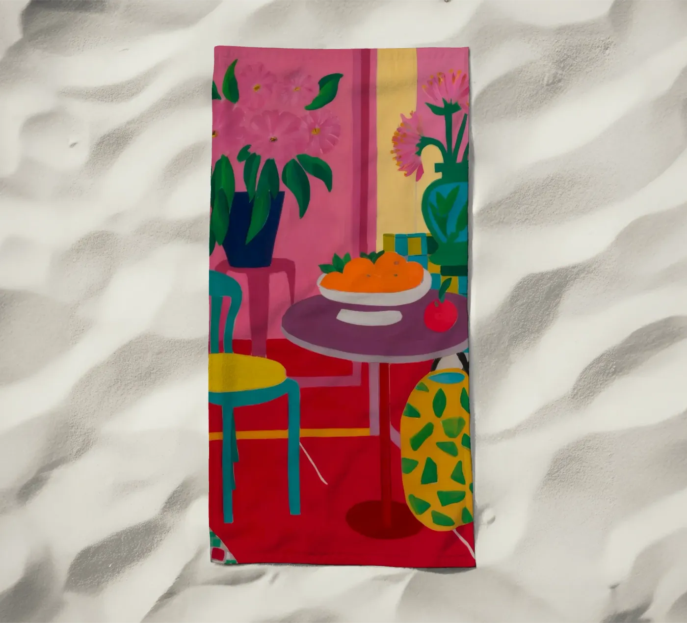 Rode tafel rendez-vous strandhanddoek van Tiga Bersama