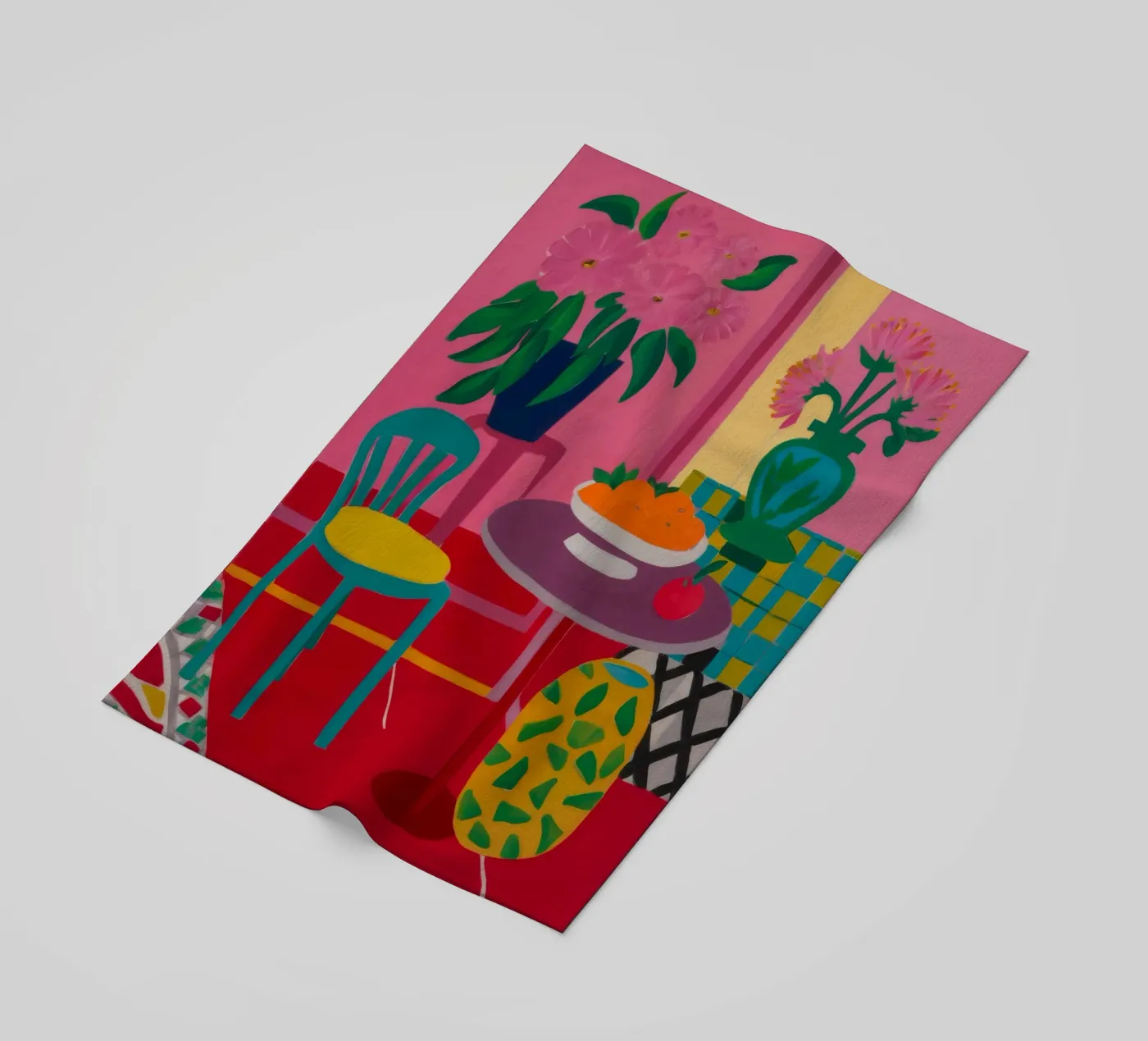 Rode tafel rendez-vous strandhanddoek van Tiga Bersama