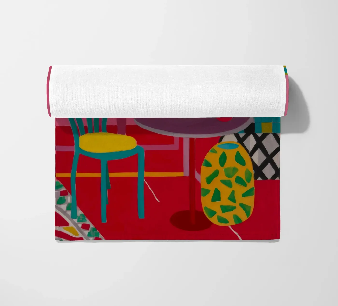 Rode tafel rendez-vous strandhanddoek van Tiga Bersama