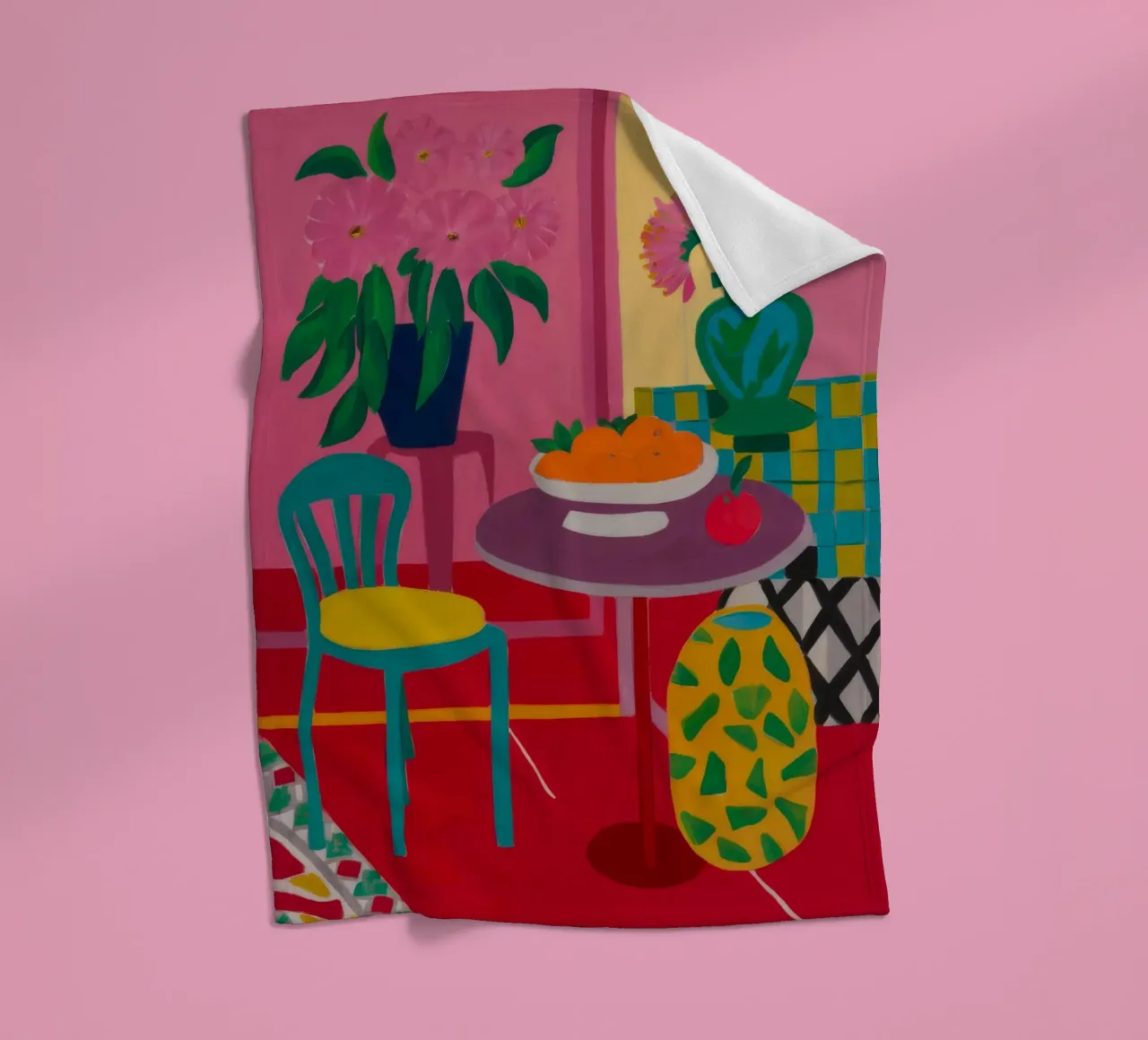 Red Table Rendezvous fleece blanket by Tiga Bersama