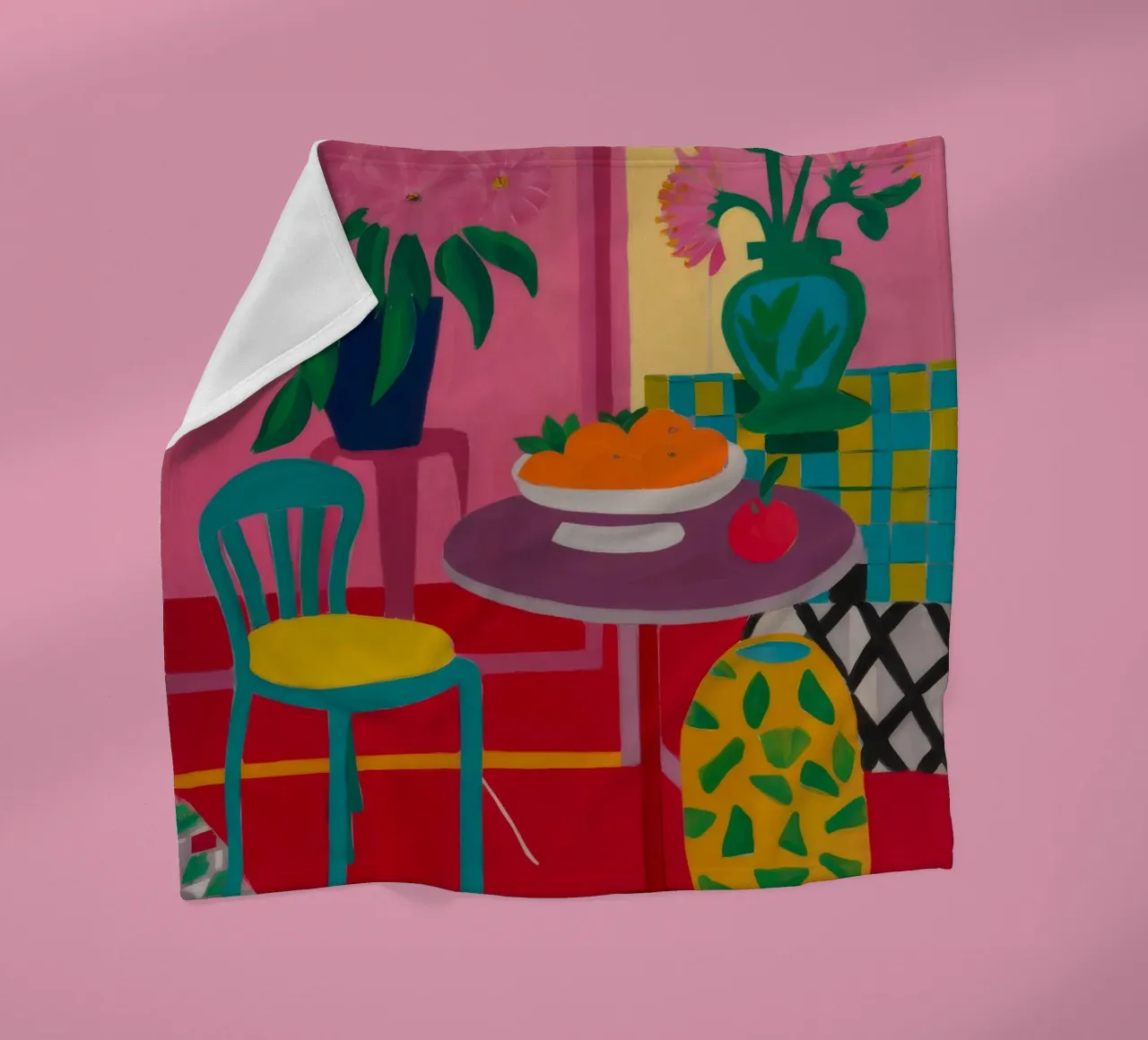 Red Table Rendezvous fleece blanket by Tiga Bersama