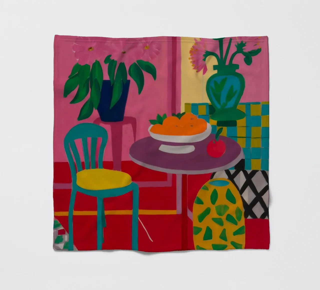Red Table Rendezvous fleece blanket by Tiga Bersama