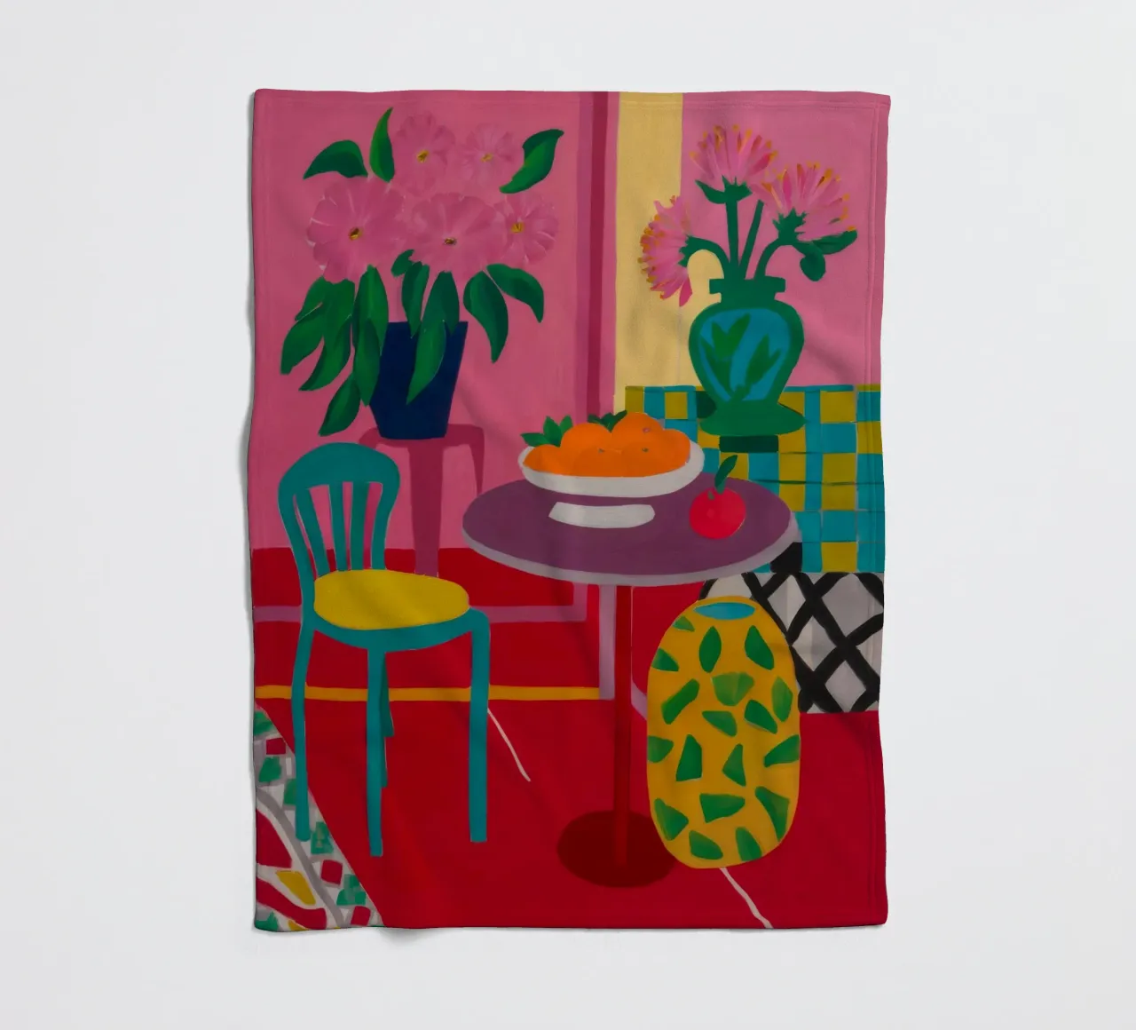 Red Table Rendezvous fleece blanket by Tiga Bersama