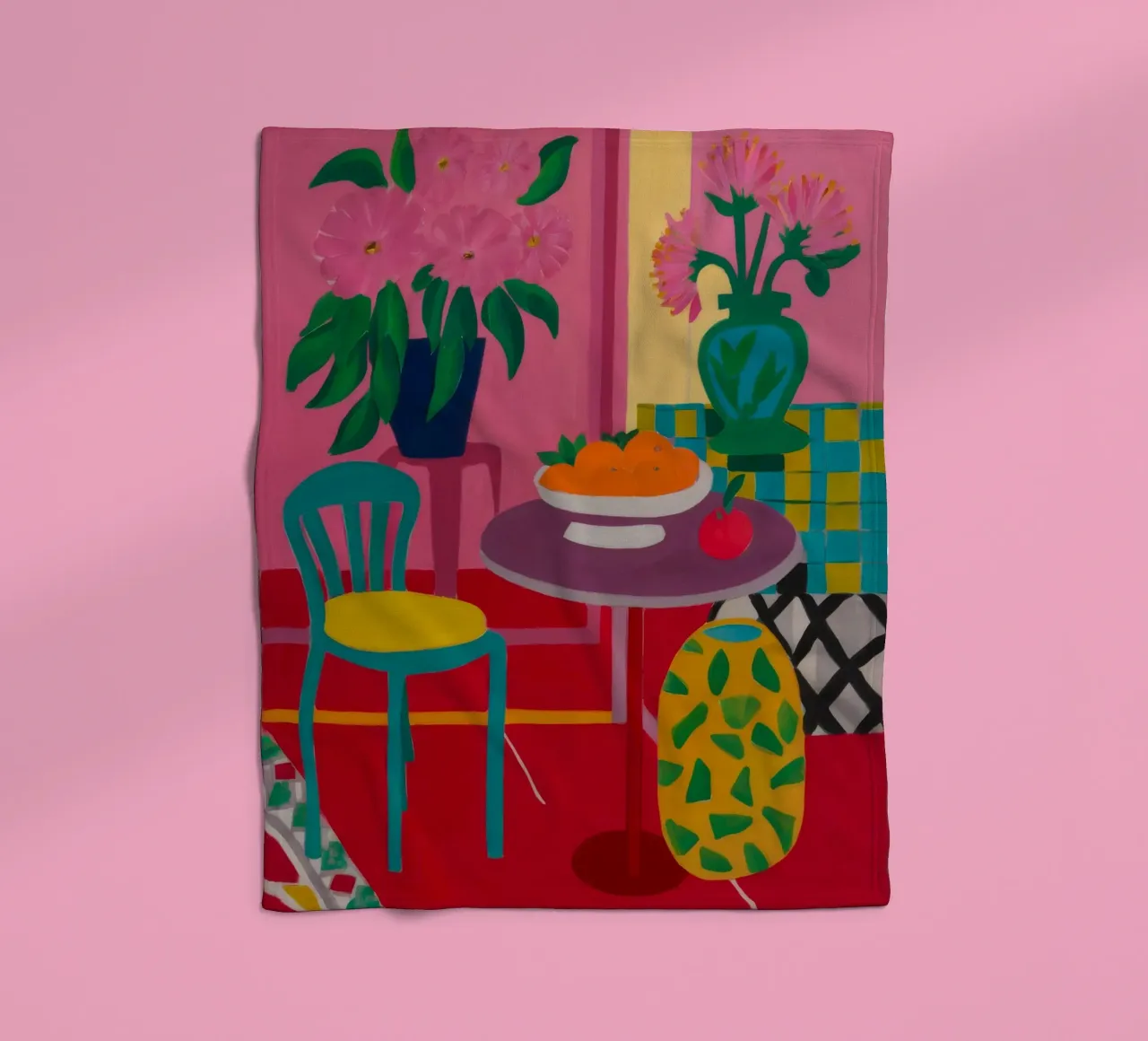 Red Table Rendezvous fleece blanket by Tiga Bersama