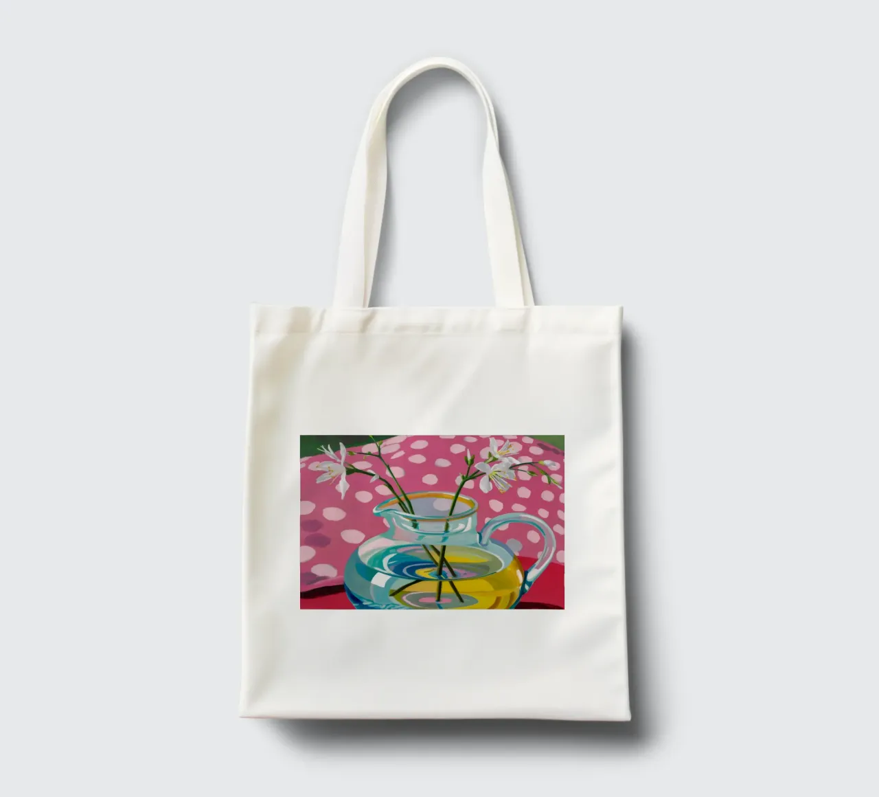 Brocca a pois rosa borsa in juta da Tiga Bersama