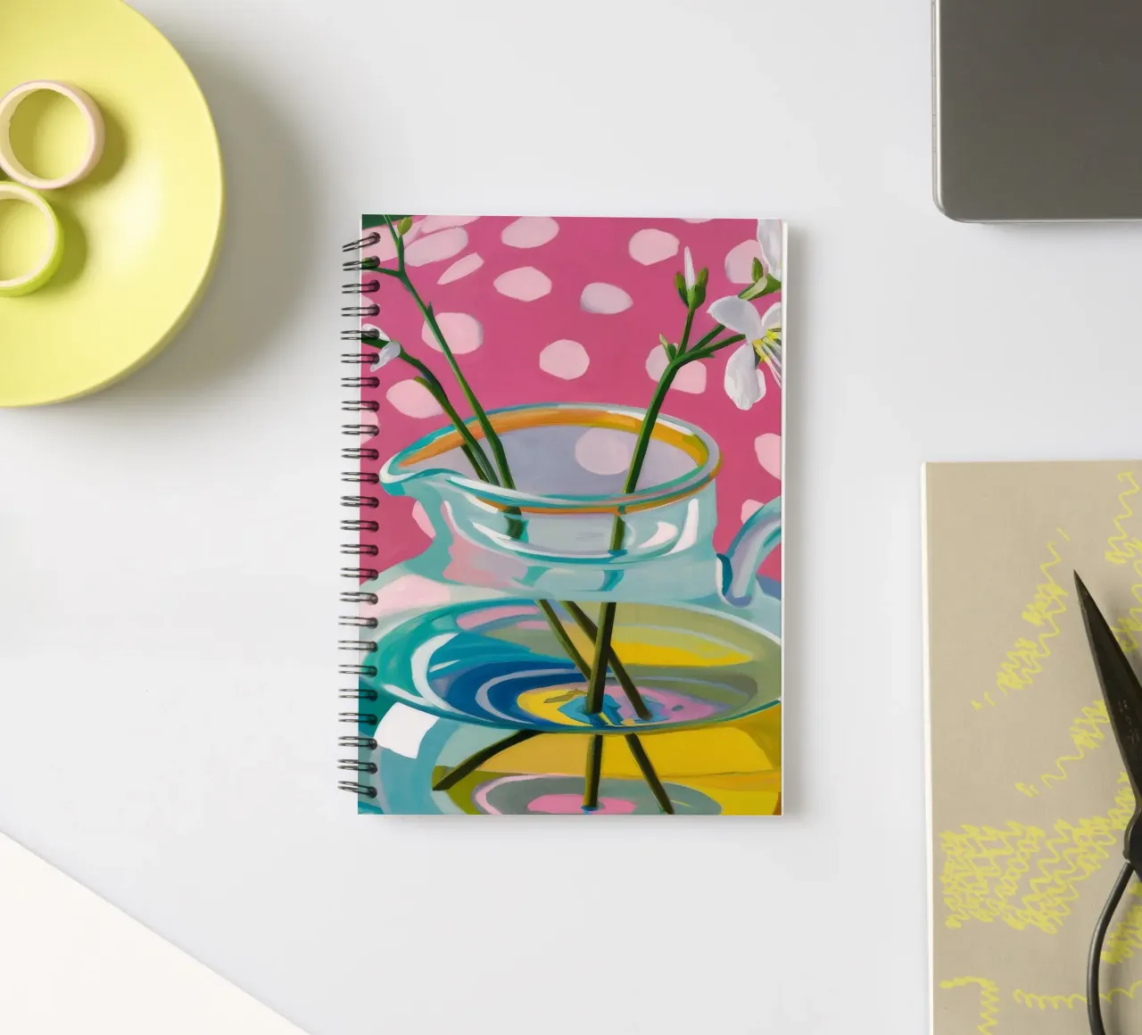 Pink Polka Dot Pitcher spiral notebook by Tiga Bersama