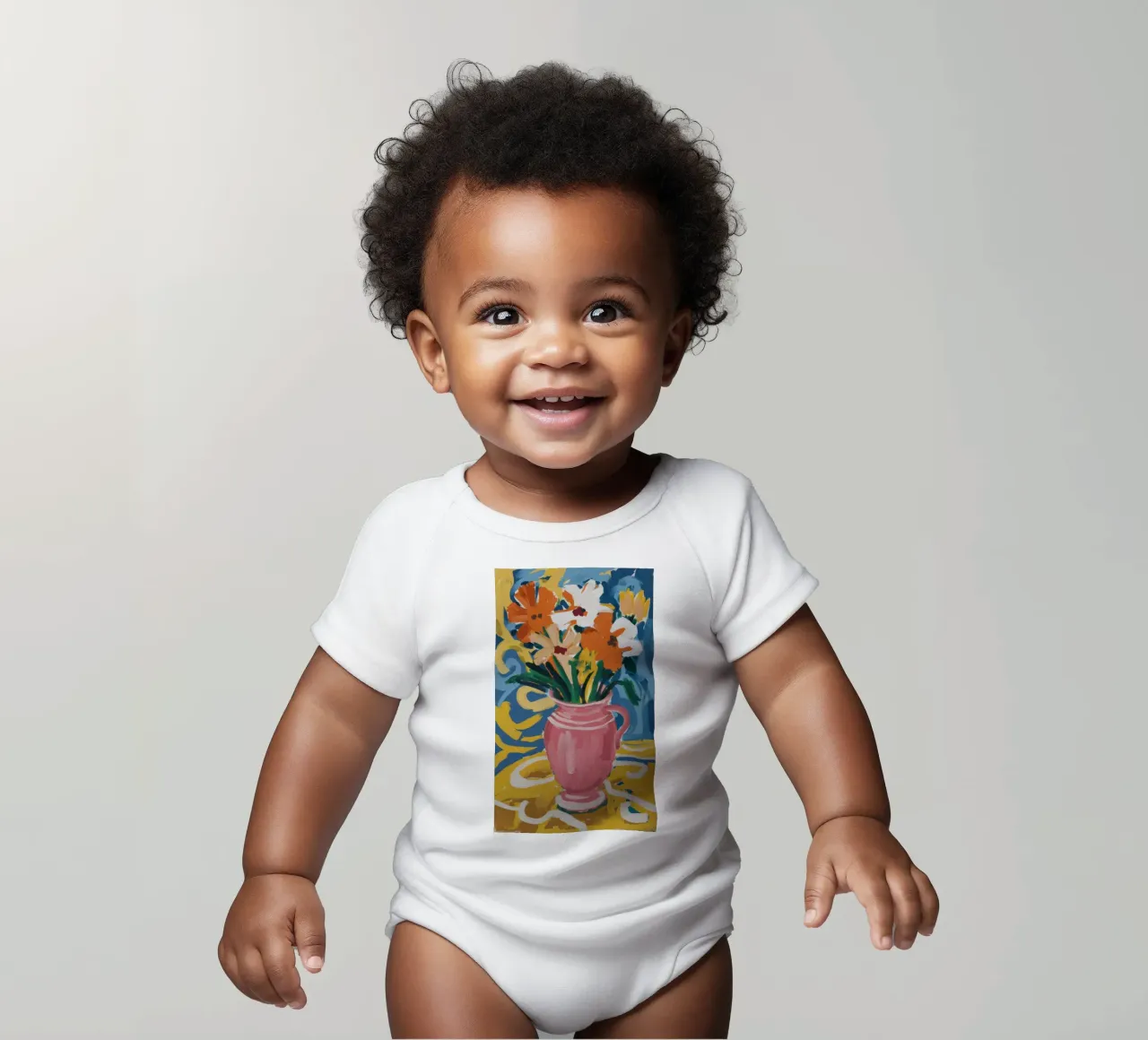 Abstract Bloom Energy short-sleeve baby romper by Tiga Bersama