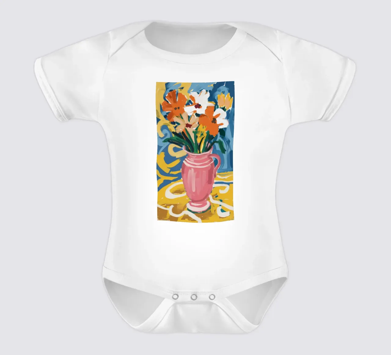 Abstract Bloom Energy short-sleeve baby romper by Tiga Bersama