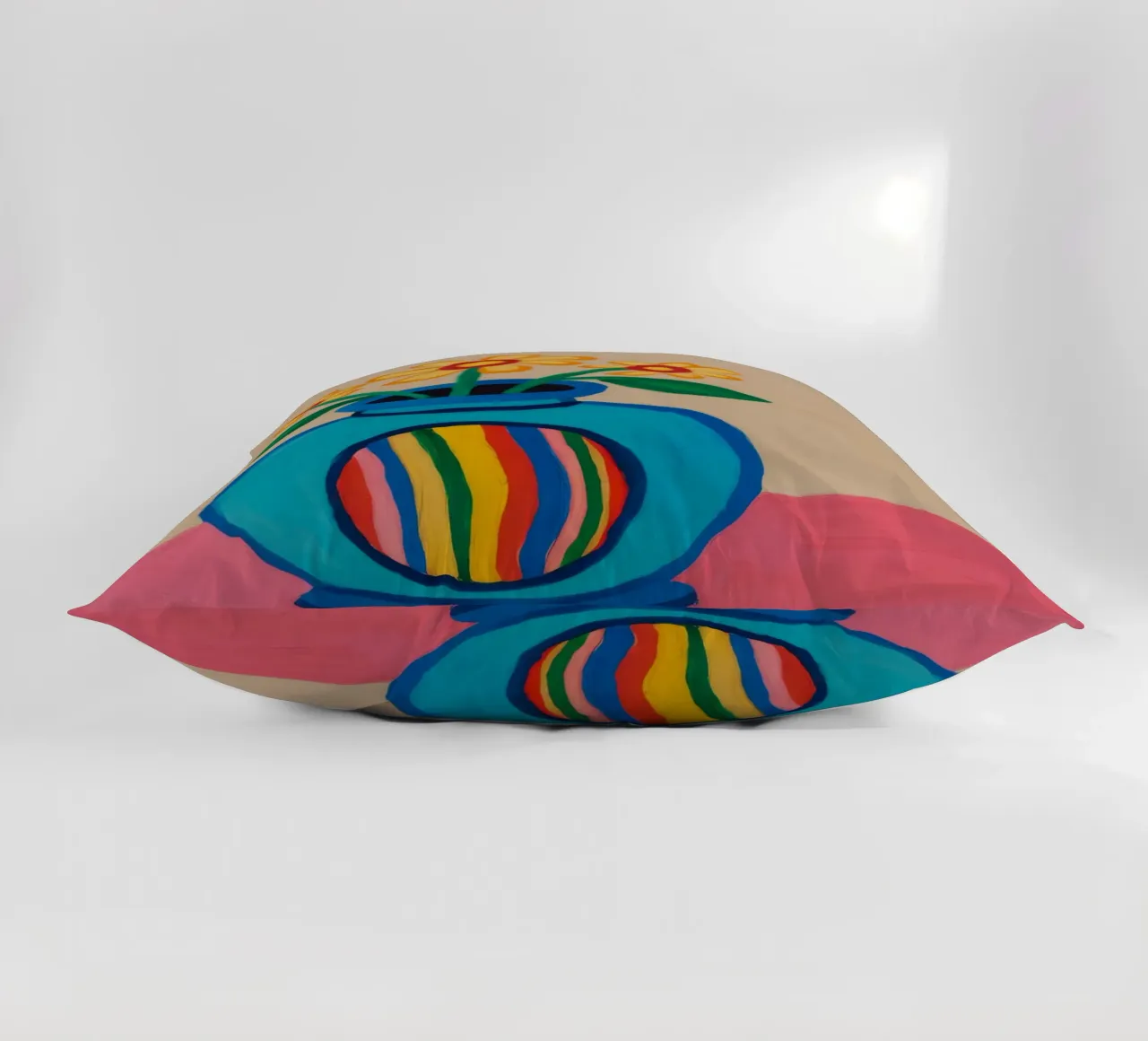 Papaveri in vaso arcobaleno cuscino da Tiga Bersama