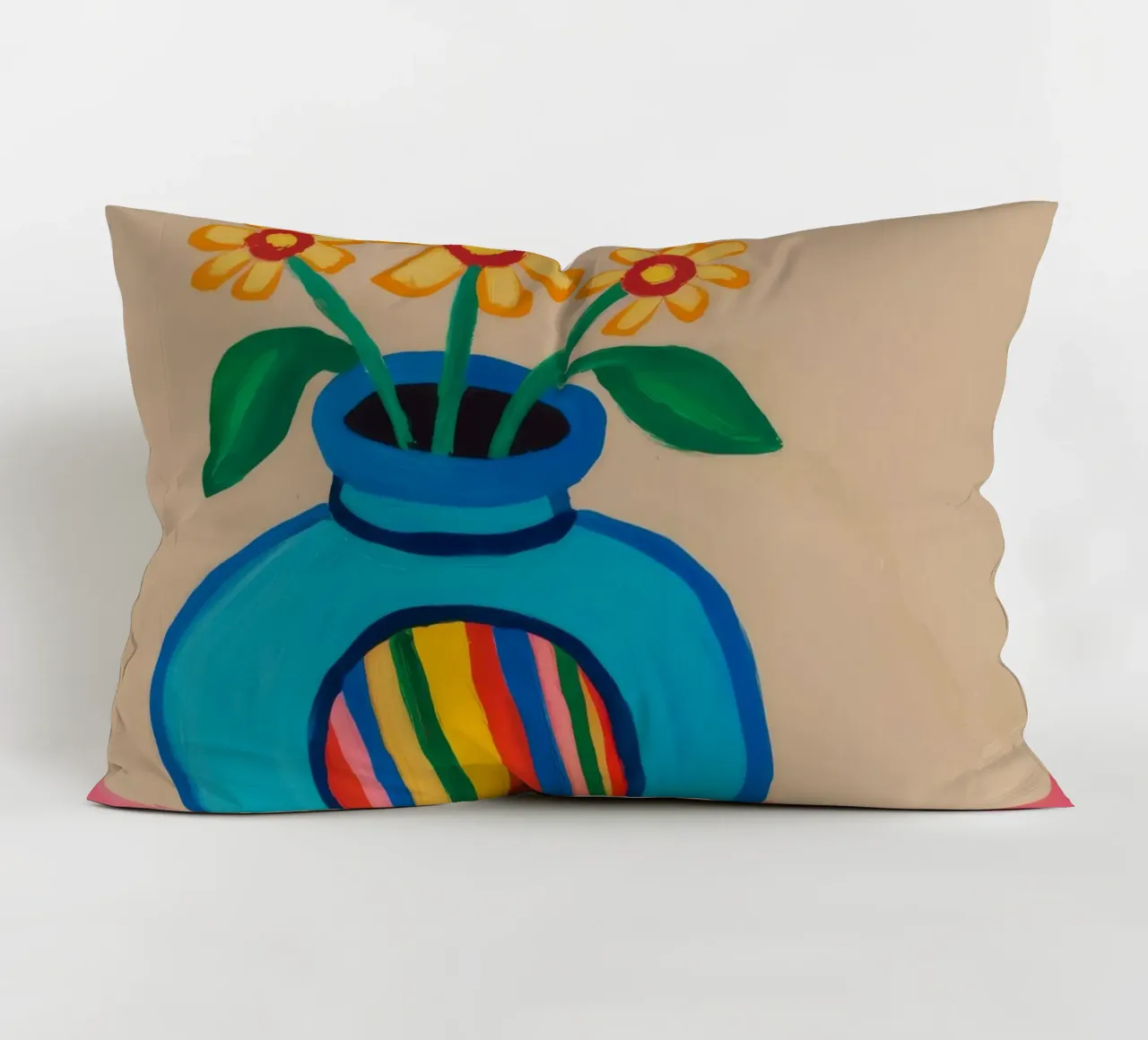 Papaveri in vaso arcobaleno cuscino da Tiga Bersama