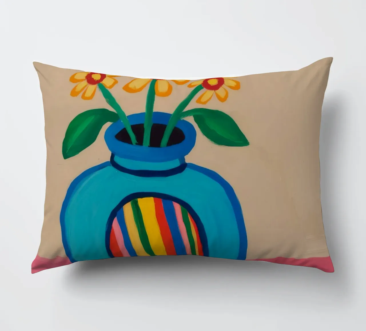 Papaveri in vaso arcobaleno cuscino da Tiga Bersama