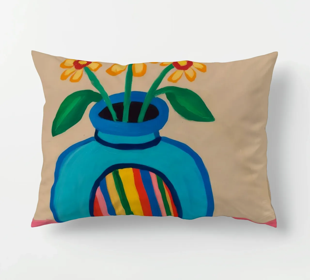 Papaveri in vaso arcobaleno cuscino da Tiga Bersama