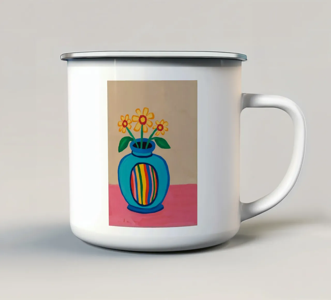 Papaveri in vaso arcobaleno tazza in smalto da Tiga Bersama