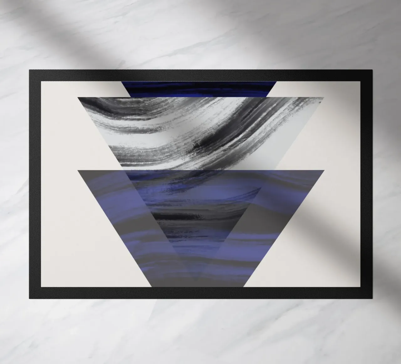Luxury blue and grey nordic art 04 doormat by Little Dean