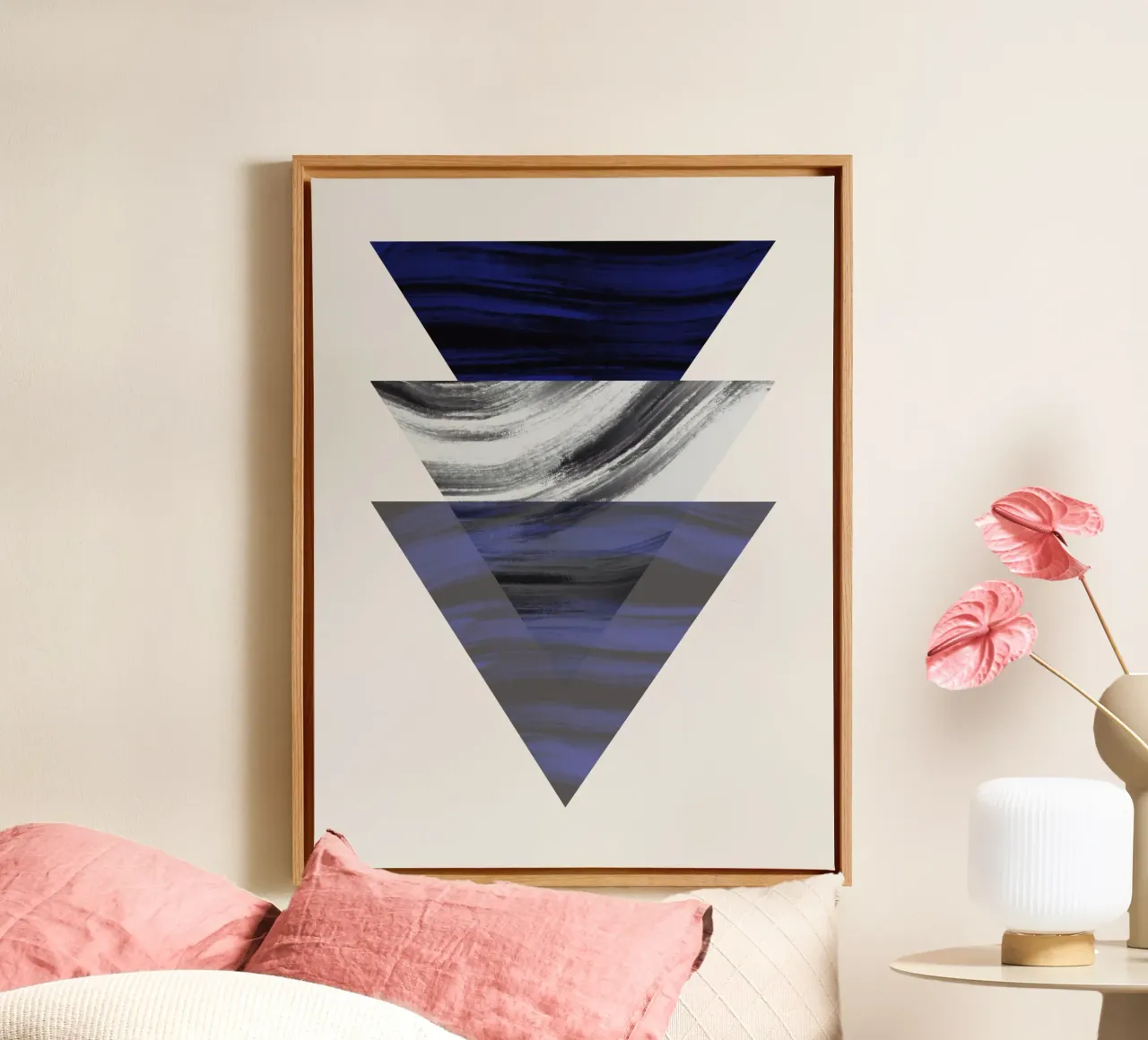 Luxe blauw en grijs nordic art 04 canvas van Little Dean