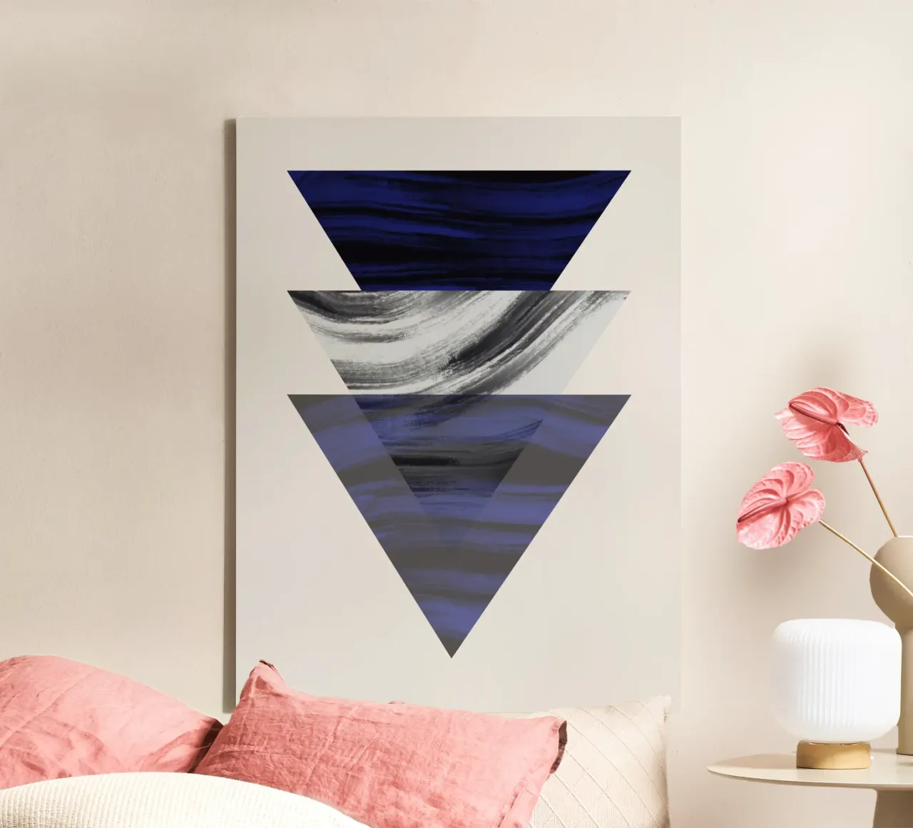 Luxe blauw en grijs nordic art 04 canvas van Little Dean
