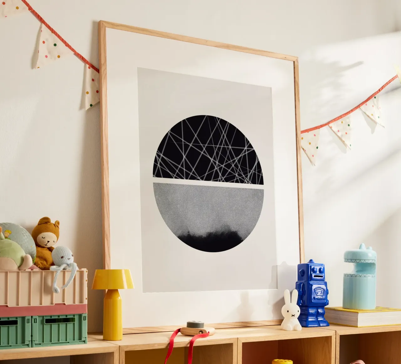 Luxe blauw en grijs nordic art 05 hahnemühle van Little Dean