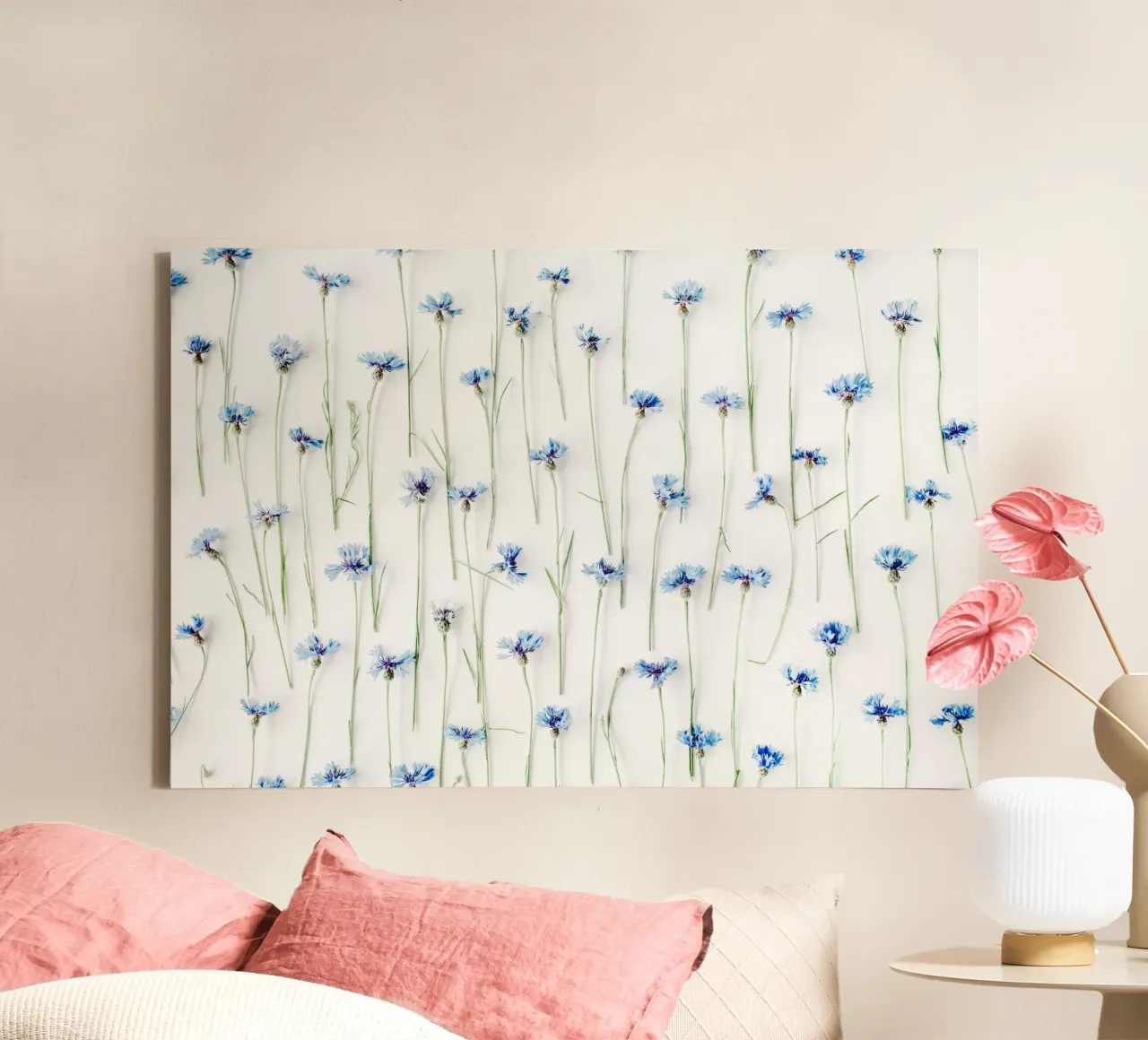 Sussurri blu tela con Cornice a cassetta da PhotoVibe Decor