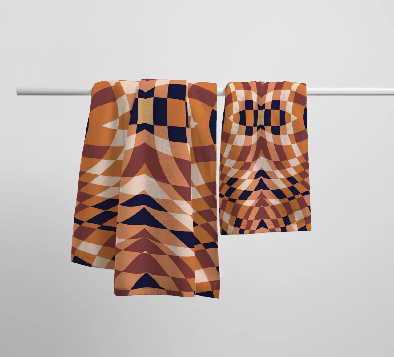 Symmetrische aardetint-checker badhanddoek van Little Dean