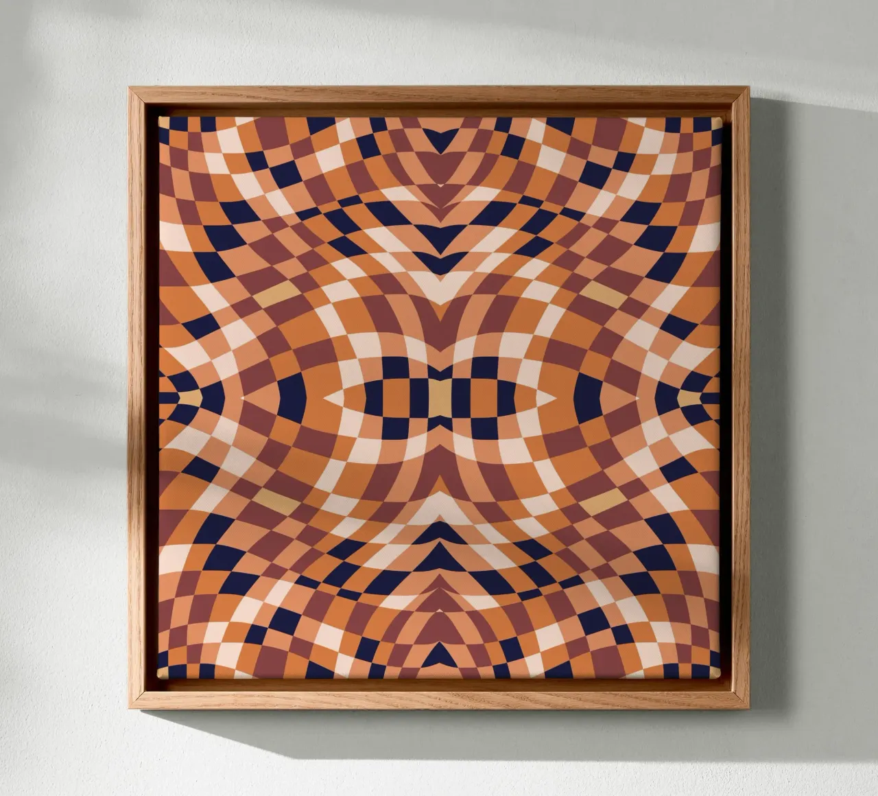 Symmetrische aardetint-checker canvas van Little Dean