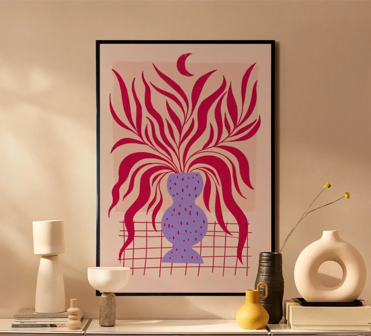 Wild Viva Magenta poster con telaio in alluminio da Studio One