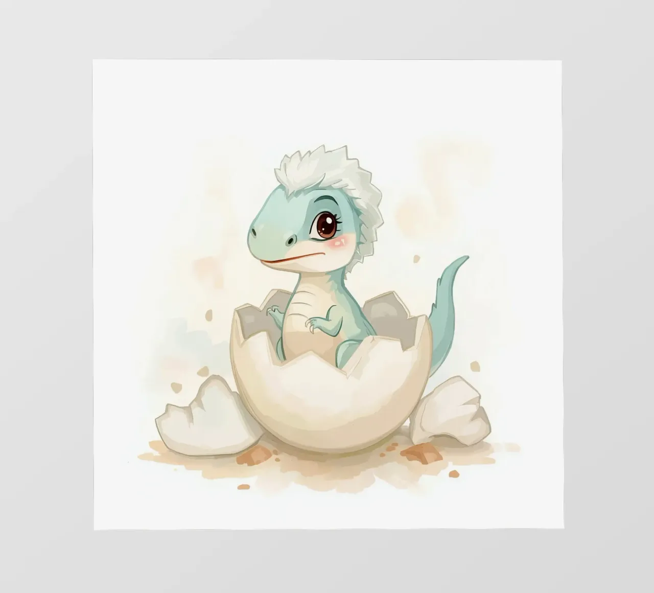 Little dinosaur hatching from an egg in watercolor style photo wallpaper by DesignDoodle