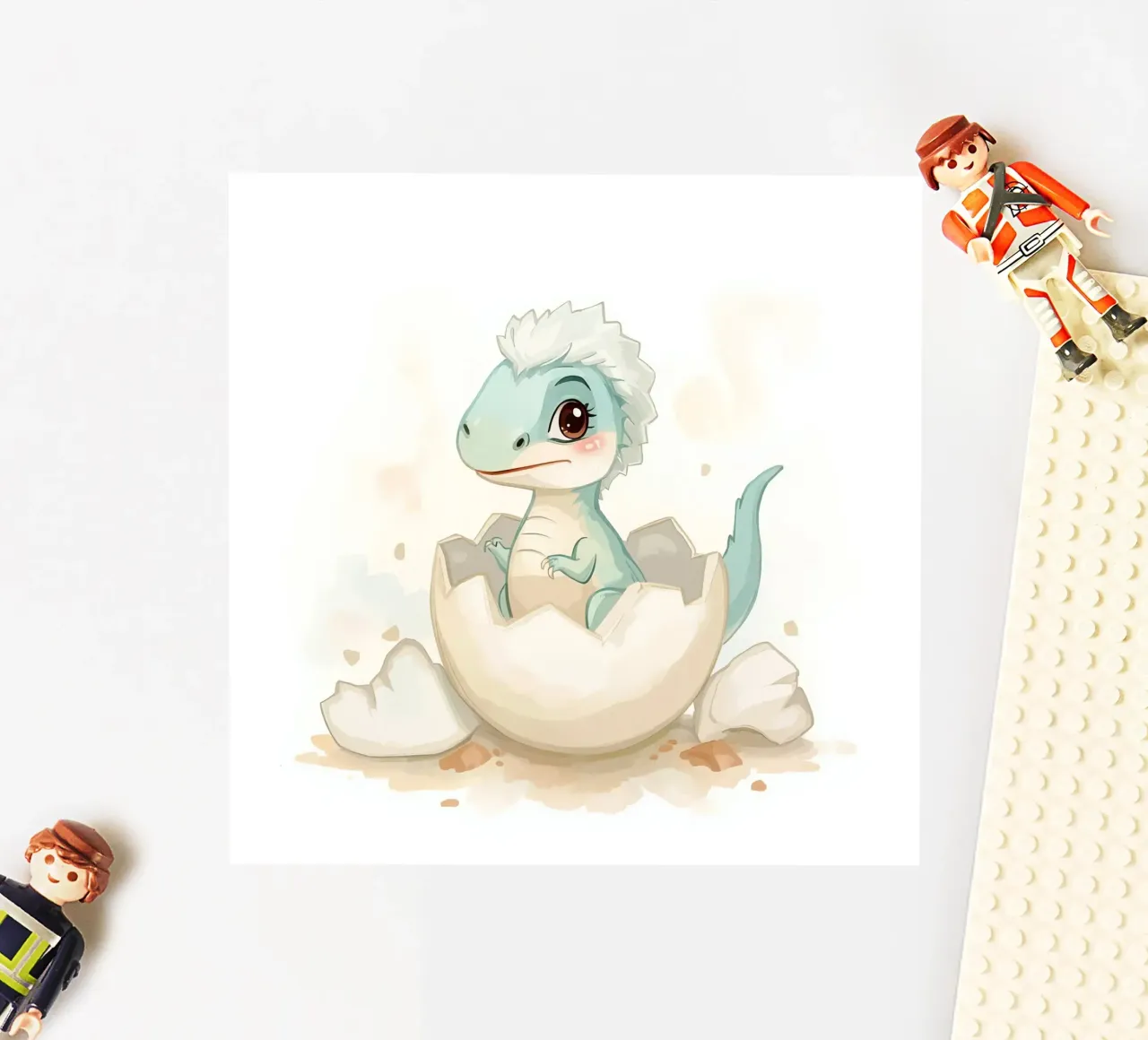 Little dinosaur hatching from an egg in watercolor style sticker by DesignDoodle