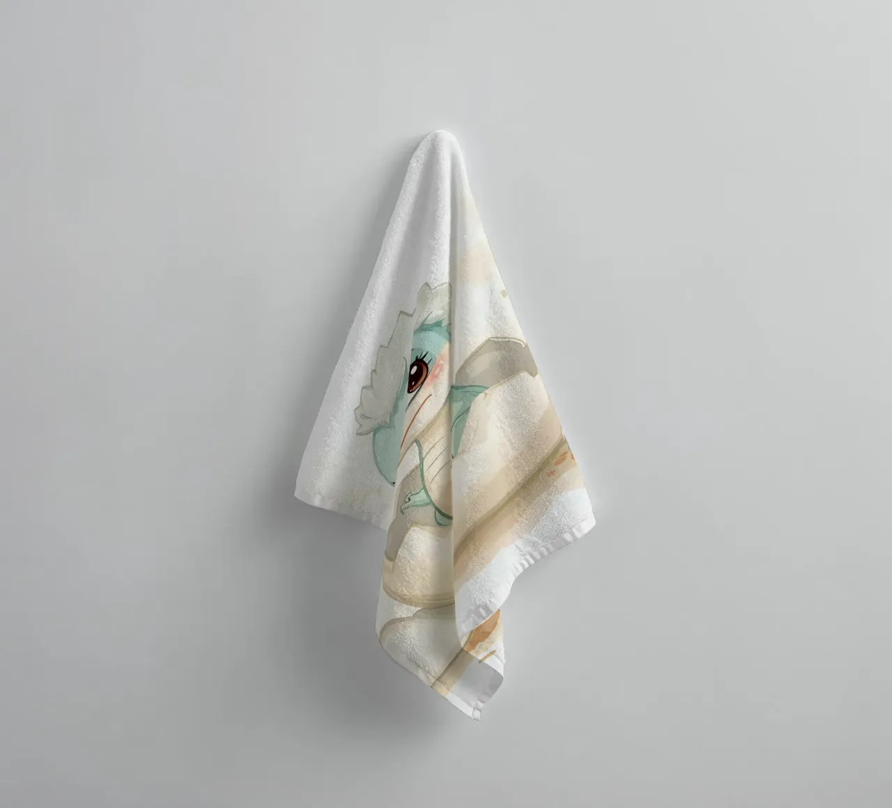 Little dinosaur hatching from an egg in watercolor style towel by DesignDoodle