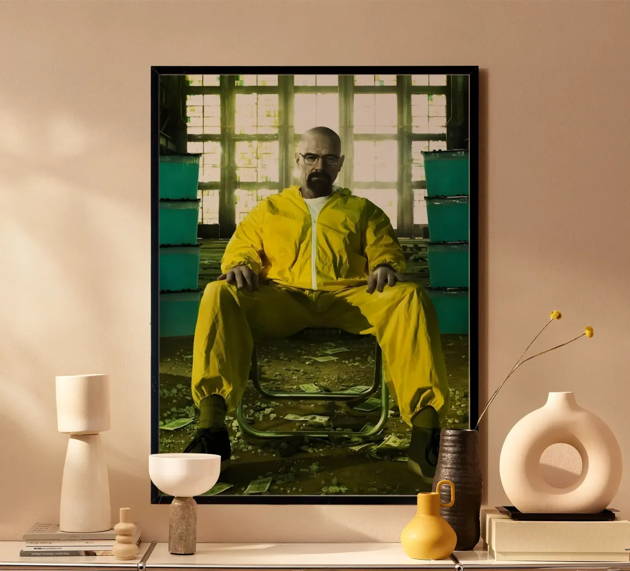 Walter White poster con telaio in plastica da Low poly art