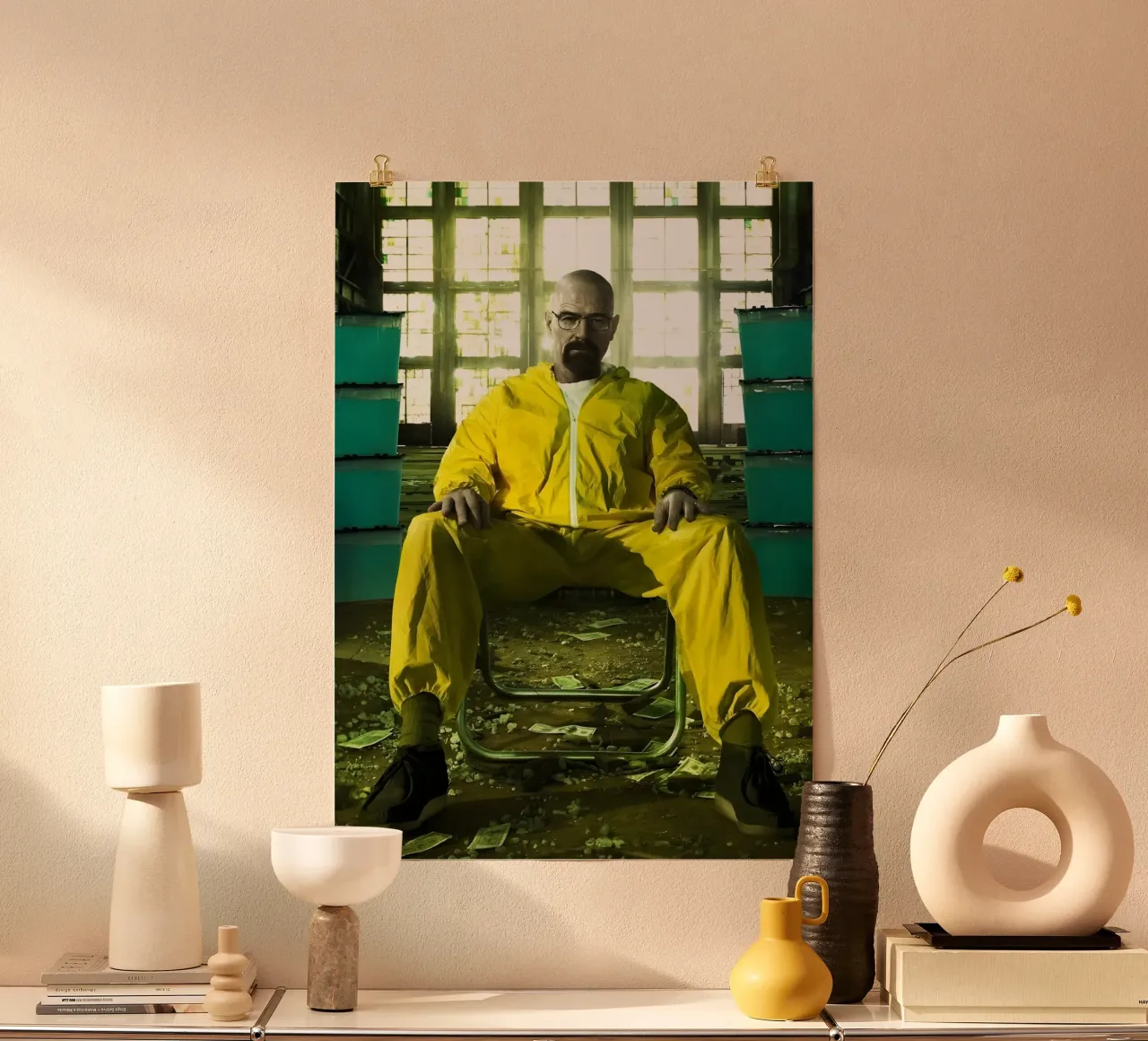 Walter White poster con telaio in plastica da Low poly art