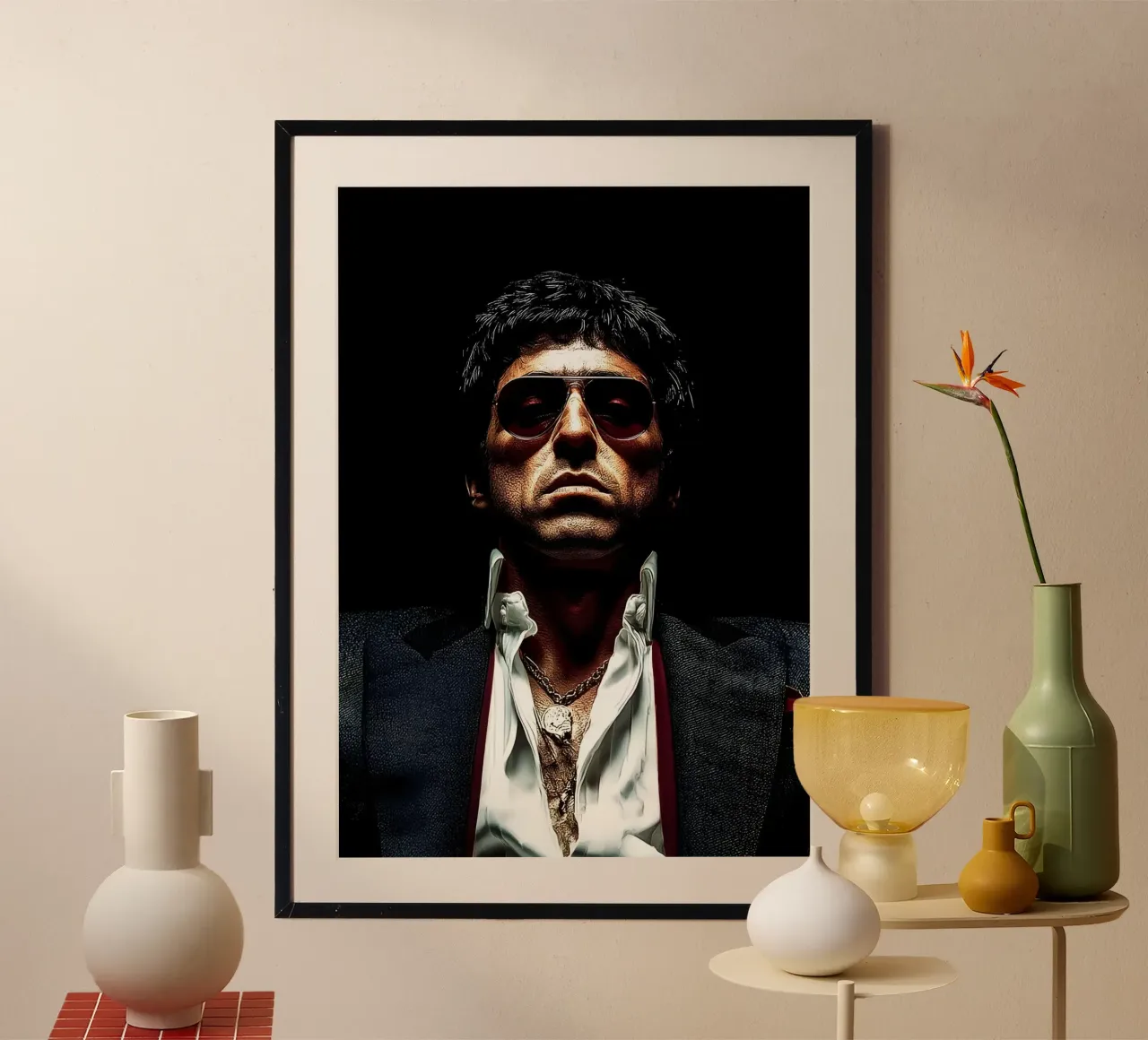"Tony Montana, carta hahnemühle da Low poly art