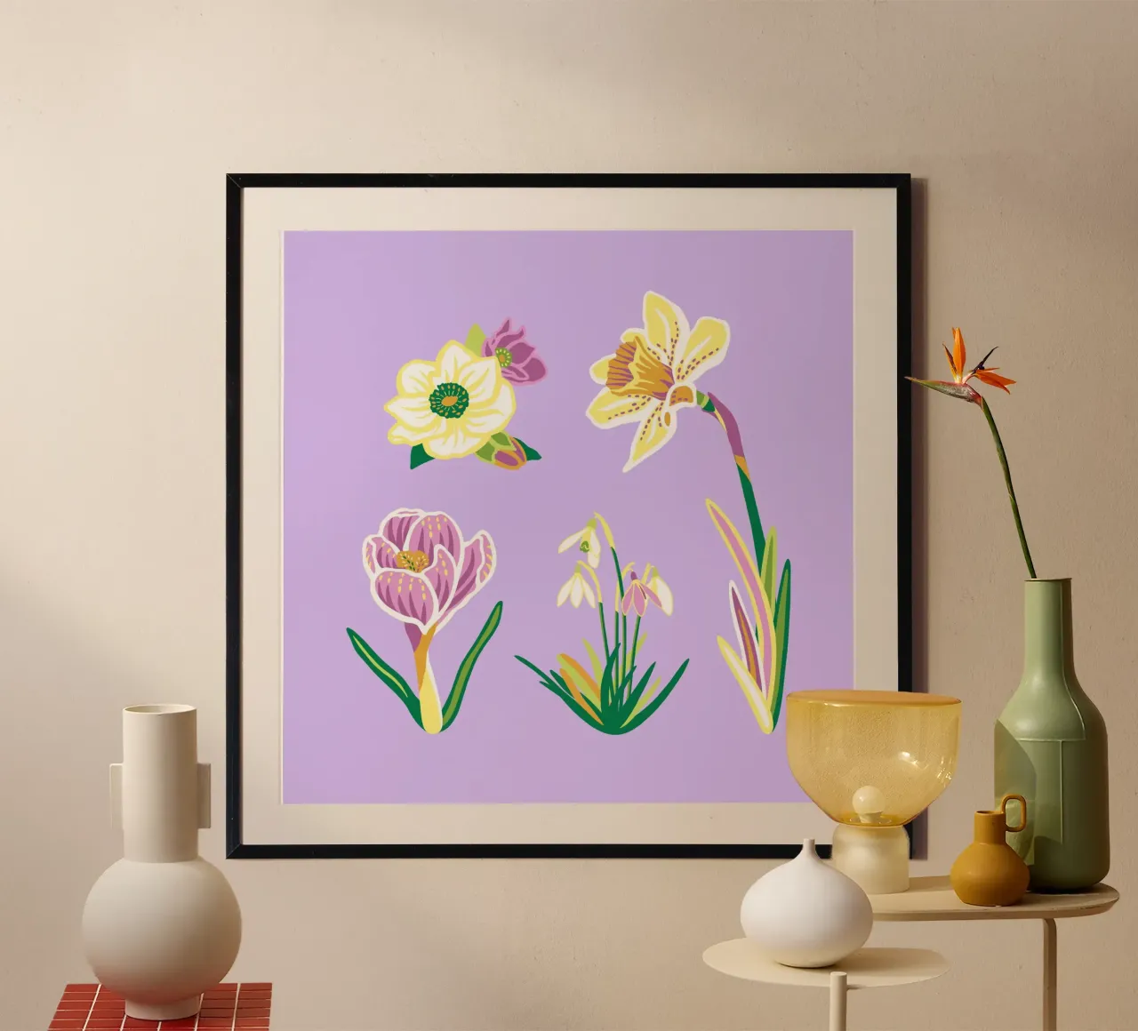 FRÜHLINGSBLUMEN poster with aluminum frame by Anastasia Mattern