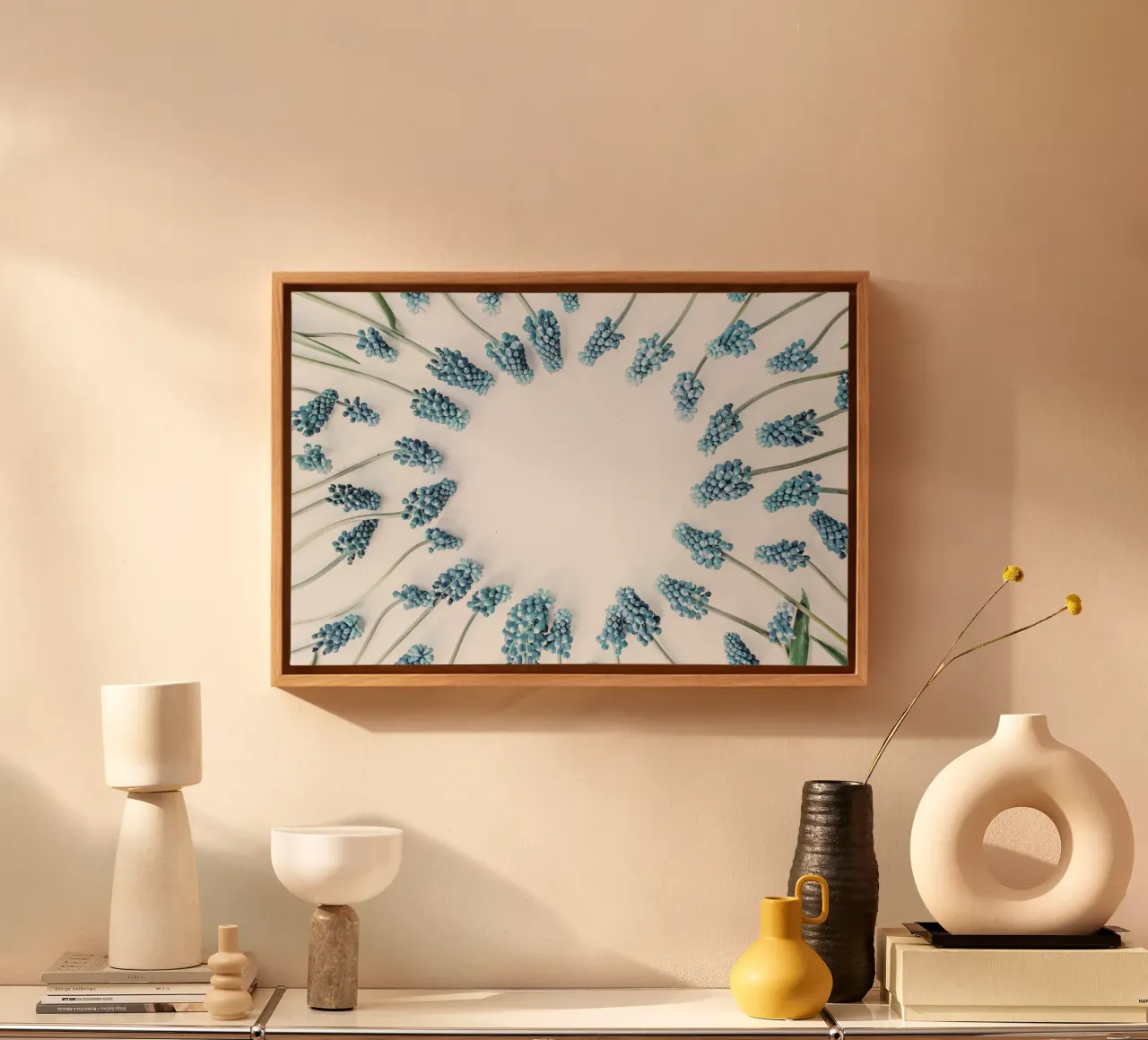 Blauw gefluister canvas met Baklijst van PhotoVibe Decor