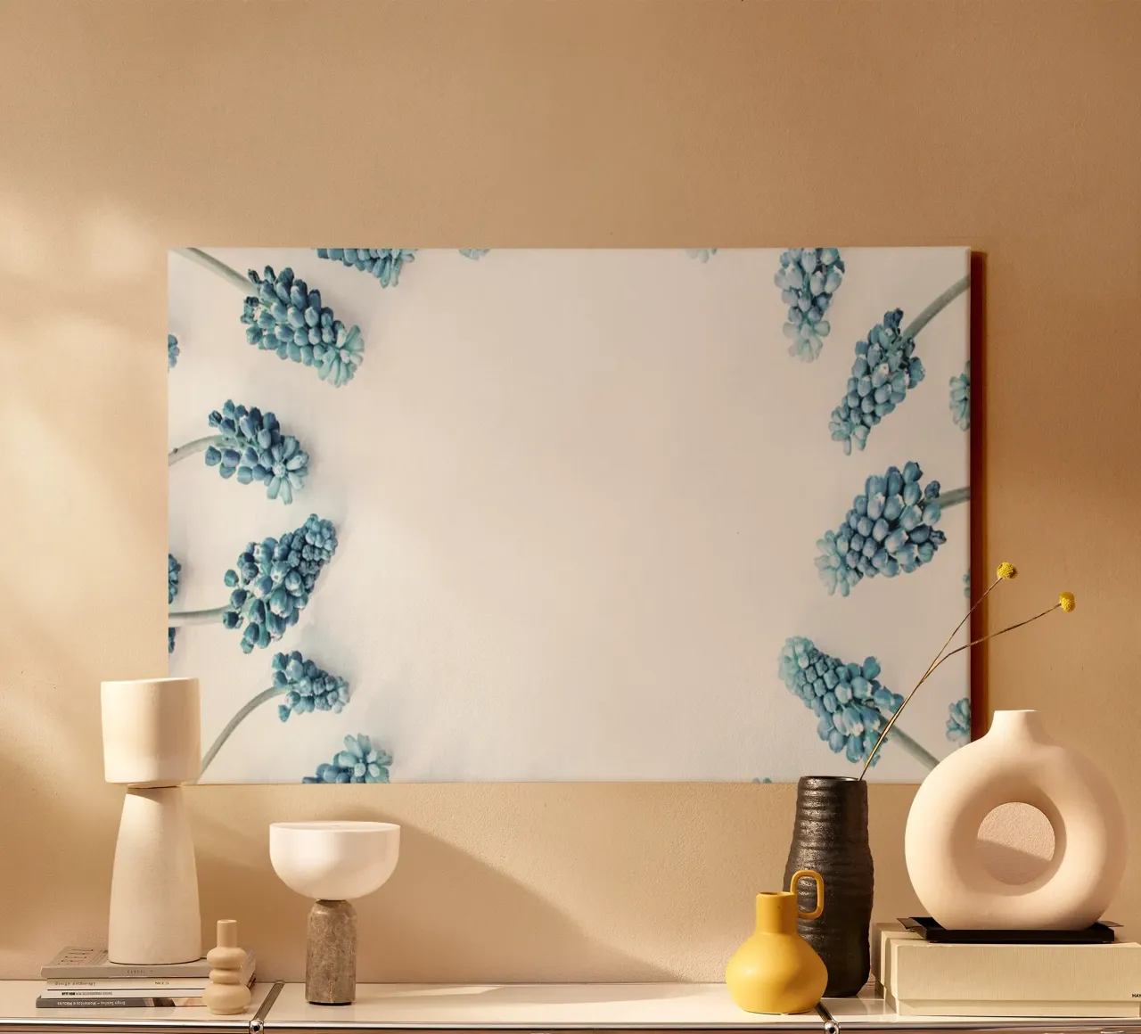 Blauw gefluister canvas met Baklijst van PhotoVibe Decor
