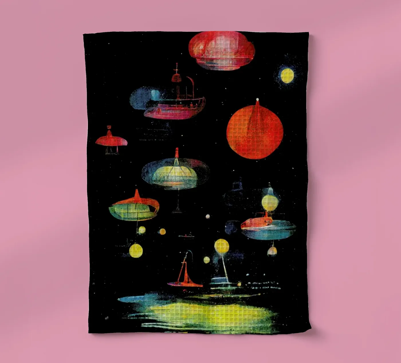 Lanterns tea towel by treechild