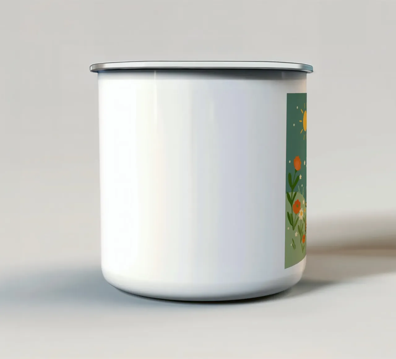 Un panda détendu allongé dans une chaise longue, portant un soleil cool mug en émail de namosh